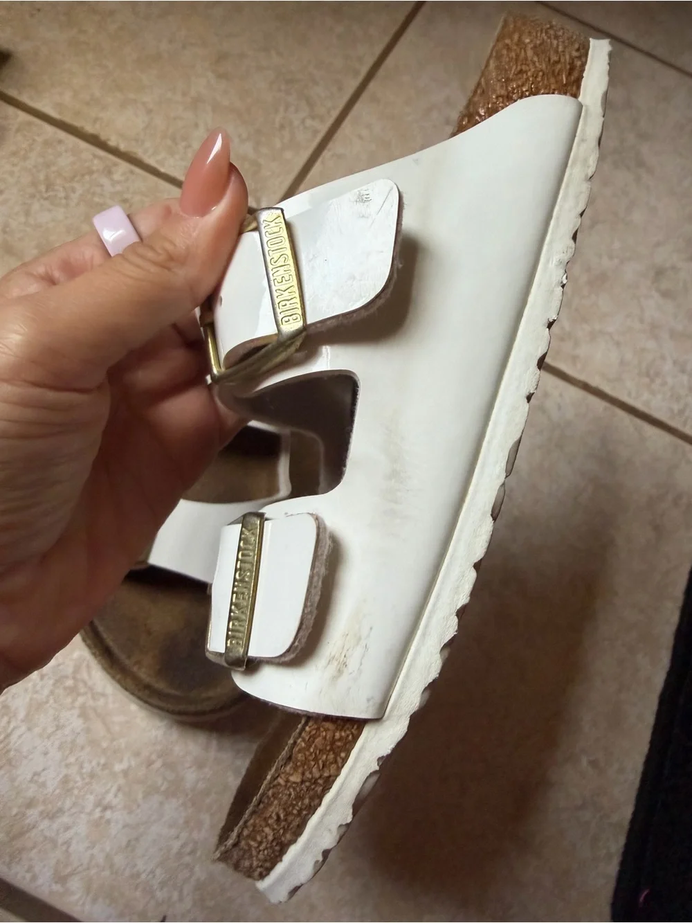Birkenstock Kids White Double-Buckle Slide Sandals size 34
